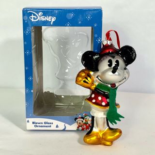 Disney Minnie Mouse Christmas Ornament Blown Glass