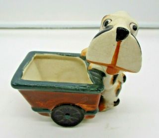 Occupied Japan Ceramic Dog With Cart Planter Vintage