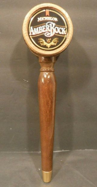 Ajs Michelob Amber Bock Barrel Tap Handle 12.  25 " Nos 2001 Wooden Beer Barrel Keg