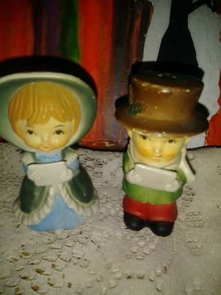 Boy & Girl Carolers Salt & Pepper Shakers Vintage Christmas