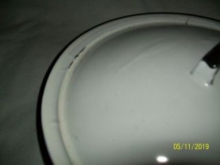 Vintage White Enamelware Stock Pot with Lid Black White 2