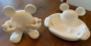 Mickey Mouse White Ceramic Soap Dish And Toothbrush Holder