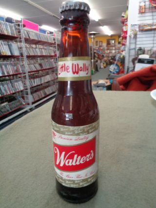 Hard To Find Vintage " Little Wally " Walters Beer Bottle With Paper Label