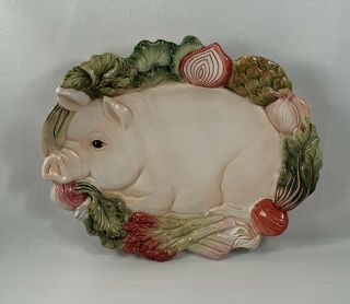 Fitz And Floyd French Market Pig 10.  5 " X 8.  5 " Serving Canape Plate