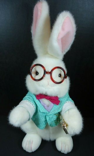 Disney Alice In Wonderland White Rabbit Plush 17 " Vintage Target Glasses Watch