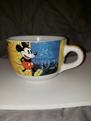 Disney Mickey Mouse Denim Soup Coffee Mug Cup Face,  Walking Exc Cond