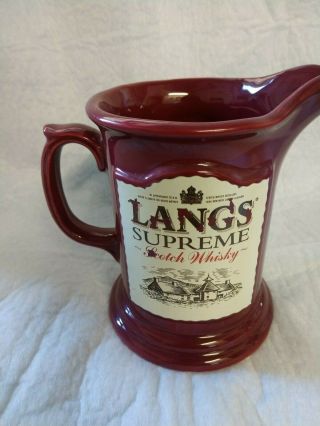 Langs Supreme Scotch Whisky Pitcher Pub Jug Advertising Collectible