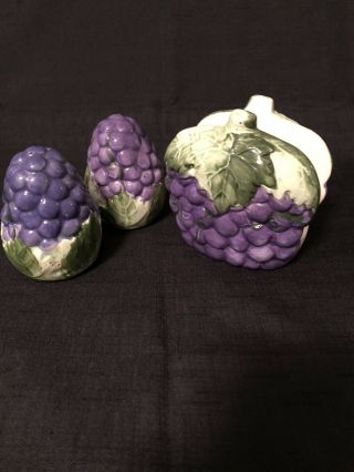 Salt & Pepper Napkin Holder Grapes Wine Kitchenware Purple/blue Fruit Vegetables