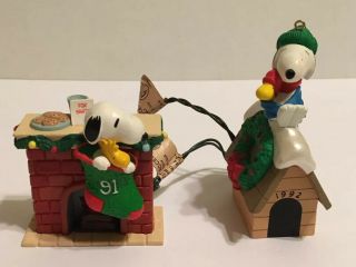 Hallmark Keepsake 1991 1992 Snoopy And Woodstock Peanuts Christmas Ornament