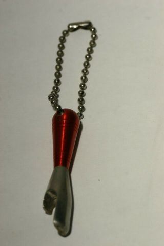 Rare Vintage Antique Red Bowling Pin Figural Bottle Opener Keychain