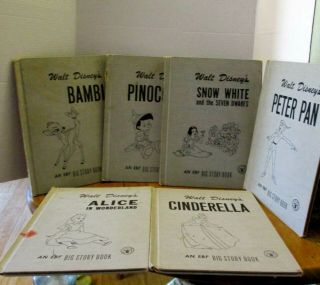 Walt Disney ' s 6,  EBF Big Story Books 1949 - 1953,  Cinderella,  Bambi,  Peter Pan, 2
