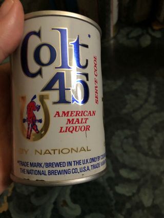 Colt 45 Steel Beer Can 9 2/3oz Can Bottom Opened