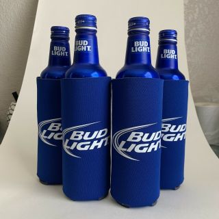 Bud Light Beer Koozies Fits 16 Oz Aluminum Can Classic Logo Set Of 4