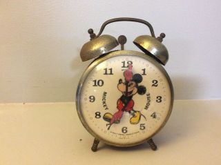 Vintage Disney Mickey Mouse Alarm Clock,  Bradley,  Made In Usa