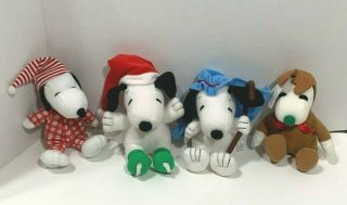 Peanuts Snoopy Plush Stuffed Animals Christmas Themed Set Of 4 All About 6 - 8 "