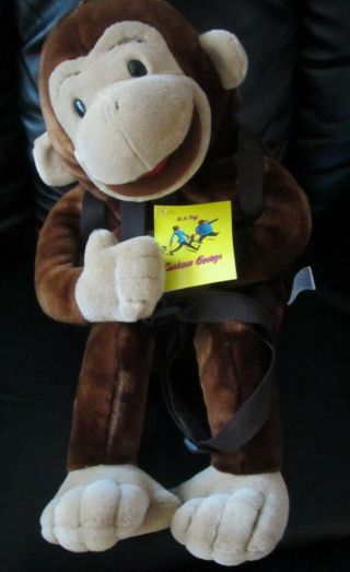 Curious George Plush Childrens Backpack & Hand Puppet Adjustable Straps 3,  5