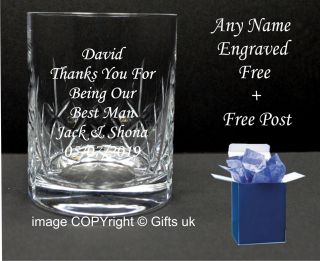 Personalised Crystal Whisky Glass Engraved 40th 50th 70th Birthday,  Blue Box