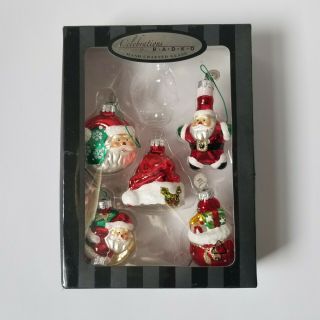 Christopher Radko Celebrations Christmas Glass Ornament Set Of 5 Santa