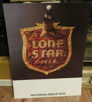 Nos Lone Star National Beer Of Texas Cardboard Sign Store Display 17 X 22 " Pizza