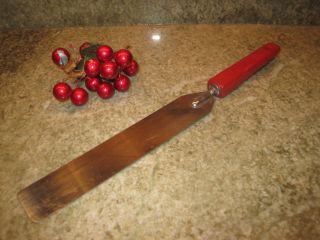 Vintage Androck Icing Knife Red Marbled Bakelite Handle