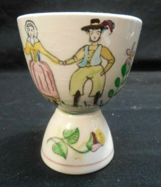 Vintage Egg Cup W/ East European Couple W/ Flowers No Label
