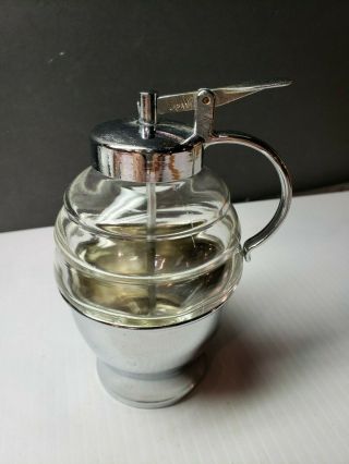 Vintage 50s Glass And Chrome Honey Dripper Honey Dispenser