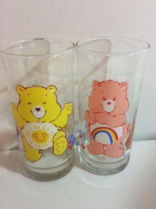 1983 Care Bear Pizza Hut Glasses Fun Shine & Cheer Bear