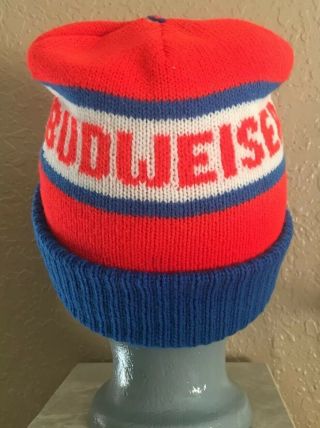 Vintage Budweiser Knitted Ski Cap Hat Beanie