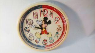 Vintage Walt Disney Mickey Mouse Lorus Quartz 10” Wall Clock &