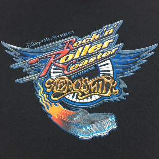Vintage Walt Disney World MGM Studios Rock’n’ Roller Coaster Aerosmith T - Shirt 3