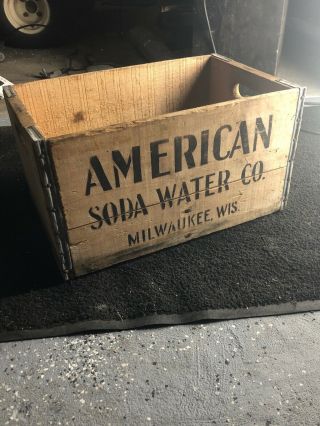 Vintage American Soda Water Co Milwaukee Wi Wooden Crate