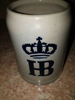 Vintage Hb Hofbrau West German Ceramic Stoneware.  5l Beer Stein Mug,