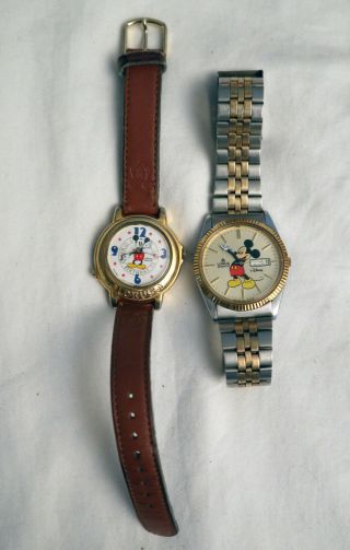 Vintage Lorus Mickey Mouse Watch W/ Metal Band & Happy Birthday To You Leather