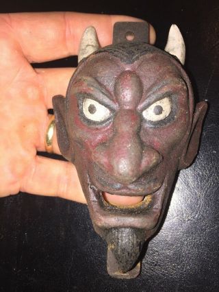 Red Devil Cast Iron Bottle Opener Demon Brewery Antique Style G/ex Solid Metal