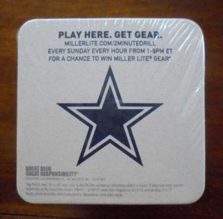 Dallas Cowboys Miller Lite Beer Can Square Coaster Sleeve 100 Count