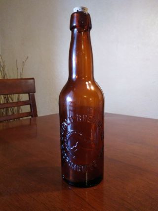 9 " Amber Blob Top Pre Prohibition Buffalo Brewing Co.  Sacramento Brewing Bottle
