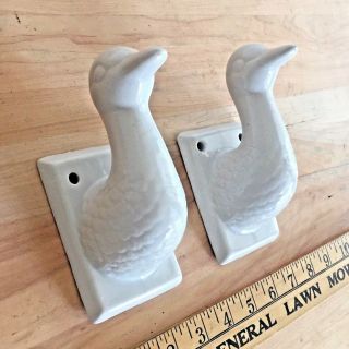Set Of 2 Ceramic Duck Towel Holders Hooks Kitchen Bath By Himark Giftware