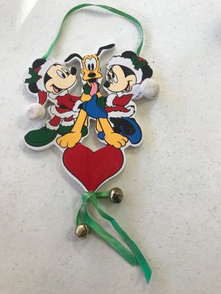 The Walt Disney Co.  Wood Christmas Ornament Mickey Minnie Pluto Pre Owned