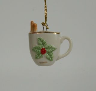 Lenox Porcelain Christmas Coffee Mug W/holly Leaf.  Christmas Tree Ornament