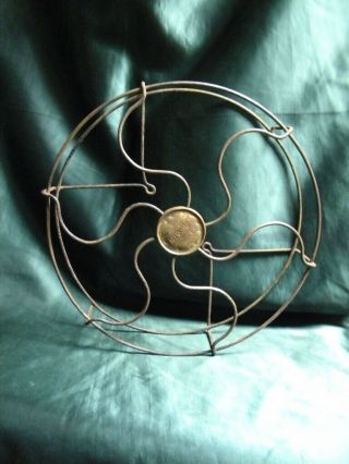 Vintage 10 " Emerson Jr Electric Fan Parts - Wire Fan Cage With Brass Medallion