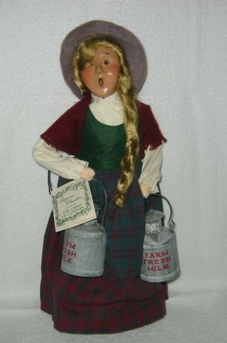 Byers Choice The Carolers Cries Of London W/tag Woman With Milk Cans 12 1/2 In