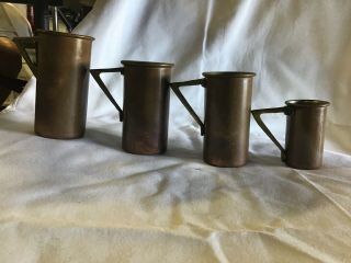 Vintage Revere Ware Measuring Cups Copper Stacking Nesting Korea Set 4 Metal