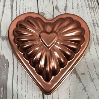 Heart Shaped Copper Colored Jello Mold 2 3/4 Cups