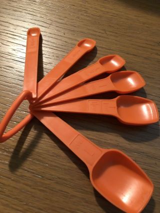 Vintage Orange Tupperware Measuring Spoons