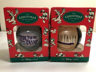 Disney Lady And The Tramp Glass Bulb Ball Christmas Ornament 1995 And Fantasia