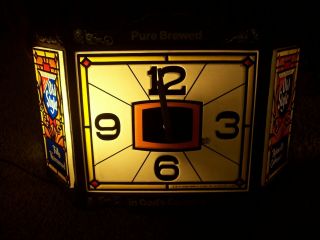 Vintage 70 ' s Heileman Old Style Lighted Beer Tiffany Clock Cash Register Unit 3