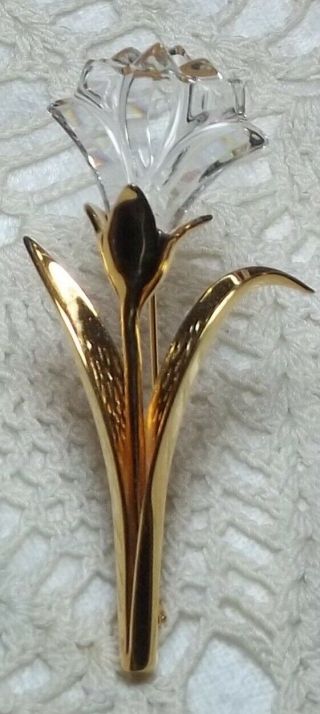 Swarovski Large Crystal Memories Classics Lily Flower Brooch Pin 3 " Floral