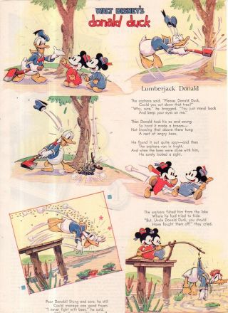 1937 Disney - Lumberjack Donald Duck From Good Housekeeping