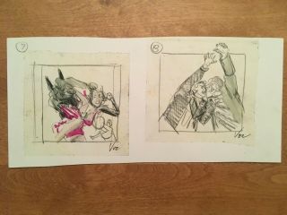 " Tales From The Crypt " Hbo Tv Series Storyboards Signed (vosburg,  1980s)