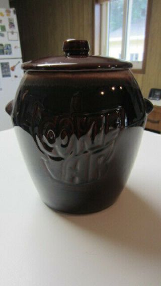 Vintage Mccoy Brown Drip Cookie Jar With Lid 7024